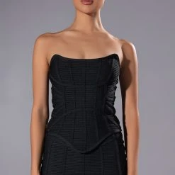 OCEAN EYES STRAPLESS BANDAGE CORSET -helmut shop ocean eyes strapless bandage corset black 3 3