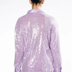 OH YOU FANCY SEQUIN BUTTON DOWN BLOUSE -helmut shop oh you fancy sequin button down blouse light purple 5 5