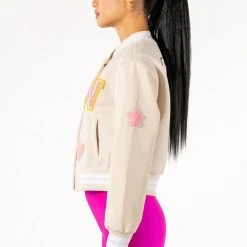 OKAY TONAL VARSITY BOMBER -helmut shop okay tonal varsity bomber beige multi 5 5 c1 c1