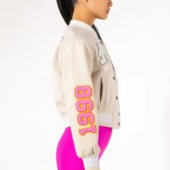 OKAY TONAL VARSITY BOMBER -helmut shop okay tonal varsity bomber beige multi 6 6 c1 c1