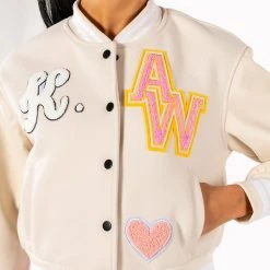 OKAY TONAL VARSITY BOMBER -helmut shop okay tonal varsity bomber beige multi 8 8 c1 c1