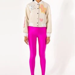 OKAY TONAL VARSITY BOMBER -helmut shop okay tonal varsity bomber beige multi 9 9 c1 c1