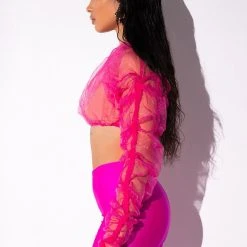 OLD ENGLISH ORGANZA MICRO BLOUSE -helmut shop old english organza micro blouse pink 4 4