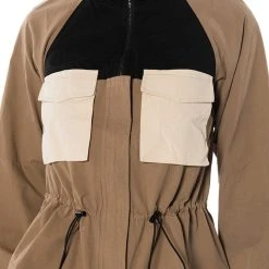 OLLIE OLIVE LONG SLEEVE WAIST SCRUNCHED BLOUSE -helmut shop ollie olive long sleeve waist scrunched blouse beige multi 6 6