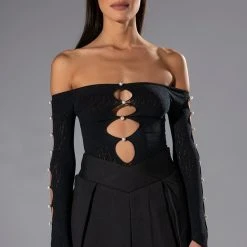 ON ONE SEAMLESS CUTOUT BODYSUIT -helmut shop on one seamless cutout bodysuit black 2 2 c1