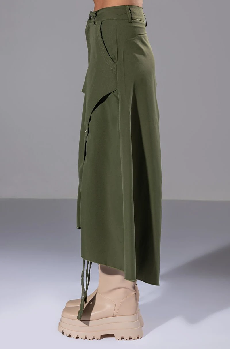 ON THE GO CINCHED OLIVE MIDI SKIRT 8 ON THE GO CINCHED OLIVE MIDI SKIRT - Image 6