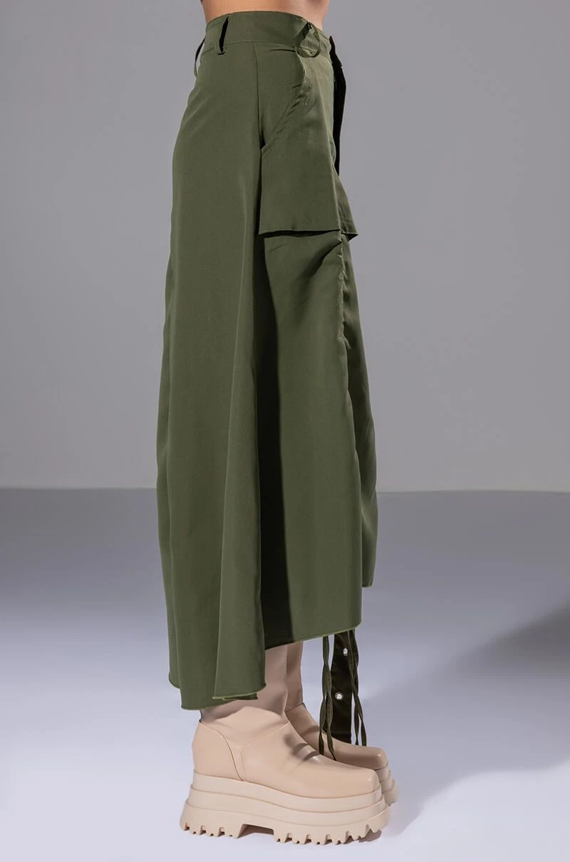 ON THE GO CINCHED OLIVE MIDI SKIRT 9 ON THE GO CINCHED OLIVE MIDI SKIRT - Image 7