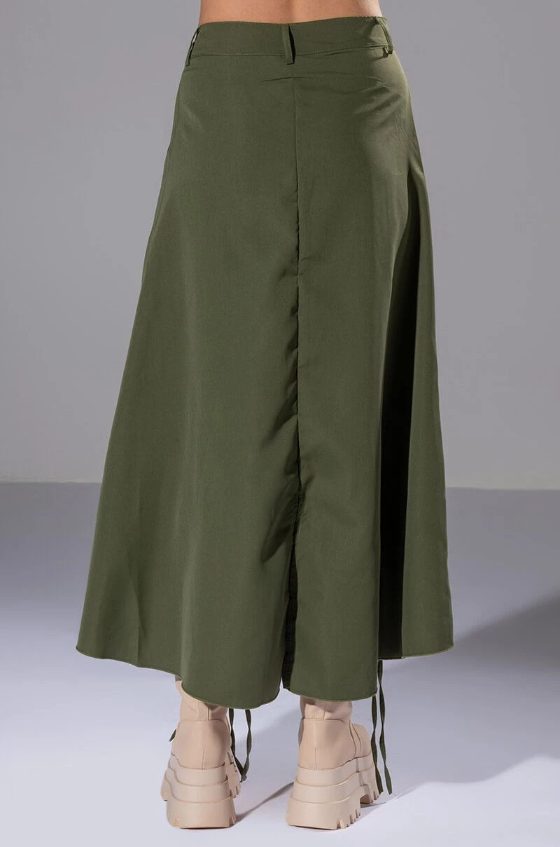 ON THE GO CINCHED OLIVE MIDI SKIRT 10 ON THE GO CINCHED OLIVE MIDI SKIRT - Image 8