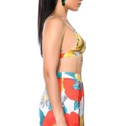 ON THE PATIO TRIANGLE BRALETTE -helmut shop on the patio triangle bralette yellow multi 6 6