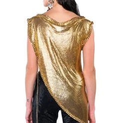 ON THE ROCKS SHORT SLEEVE ASYMMETRICAL CHAINMAIL BLOUSE -helmut shop on the rocks short sleeve asymmetrical chainmail blouse gold 13 13