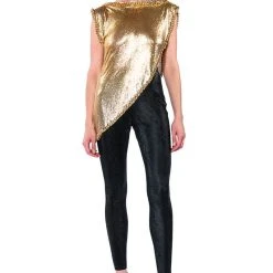 ON THE ROCKS SHORT SLEEVE ASYMMETRICAL CHAINMAIL BLOUSE -helmut shop on the rocks short sleeve asymmetrical chainmail blouse gold 7 7 c1 c1 c1