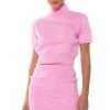 ON WEDNESDAYS COZY KNIT SHORT SLEEVE TOP -helmut shop on wednesdays cozy knit short sleeve top light pink 1 1 c1