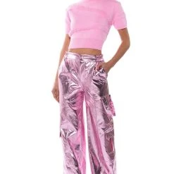 ON WEDNESDAYS COZY KNIT SHORT SLEEVE TOP -helmut shop on wednesdays cozy knit short sleeve top light pink 5 5 c1