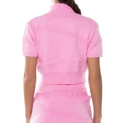 ON WEDNESDAYS COZY KNIT SHORT SLEEVE TOP -helmut shop on wednesdays cozy knit short sleeve top light pink 7 7 c1