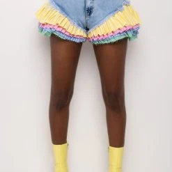 ON YOUR RADAR COLORBLOCK TRIM DENIM SHORT -helmut shop on your radar colorblock trim denim short multi 4 4