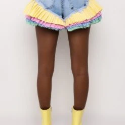 ON YOUR RADAR COLORBLOCK TRIM DENIM SHORT -helmut shop on your radar colorblock trim denim short multi 6 6