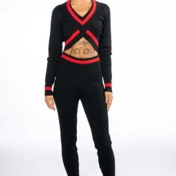 ONE LOVE STRIPE SWEATER LEGGING -helmut shop one love stripe sweater legging red multi 9 9