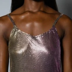 ONE MORE WEEKEND HIGH SHINE CHAINMAIL TANK TOP -helmut shop one more weekend chainmail tank top multi 8 8