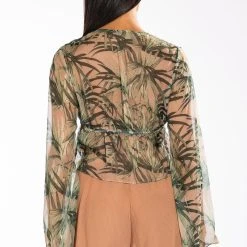 ONE WITH NATURE LONG SLEEVE TIE FRONT CHIFFON BLOUSE -helmut shop one with nature long sleeve tie front chiffon blouse beige multi 5 5