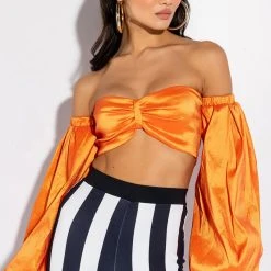 ONLY ONE OFF THE SHOULDER BLOUSE -helmut shop only one off the shoulder blouse orange 5 5