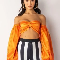 ONLY ONE OFF THE SHOULDER BLOUSE -helmut shop only one off the shoulder blouse orange 7 7