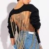 OPEN BACK CHAIN DETAIL SWEATSHIRT