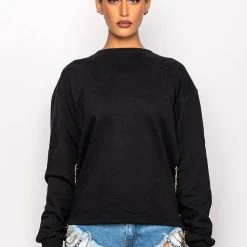 OPEN BACK CHAIN DETAIL SWEATSHIRT -helmut shop open back chain detail sweatshirt black 3 3