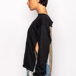 OPEN BACK CHAIN DETAIL SWEATSHIRT -helmut shop open back chain detail sweatshirt black 4 4