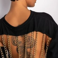 OPEN BACK CHAIN DETAIL SWEATSHIRT -helmut shop open back chain detail sweatshirt black 6 6