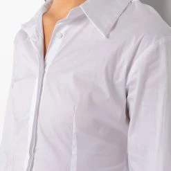 OPEN BACK SOFT STRETCH POPLIN BLOUSE -helmut shop open back soft stretch poplin blouse white 10 10