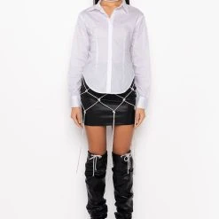 OPEN BACK SOFT STRETCH POPLIN BLOUSE -helmut shop open back soft stretch poplin blouse white 11 11