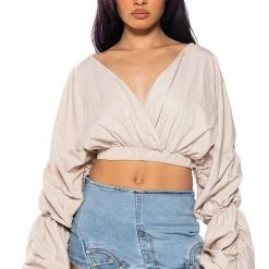 OPHELIA RUCHED LONG SLEEVE BLOUSE