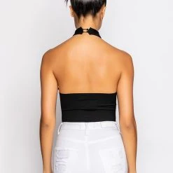 OTW STRAPPY SLEEVELESS HALTER BODYSUIT -helmut shop otw strappy sleeveless halter bodysuit black 10 10