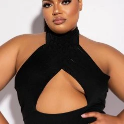 OTW STRAPPY SLEEVELESS HALTER BODYSUIT -helmut shop otw strappy sleeveless halter bodysuit black 2 2