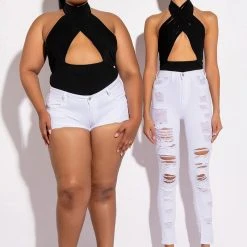 OTW STRAPPY SLEEVELESS HALTER BODYSUIT -helmut shop otw strappy sleeveless halter bodysuit black 7 7