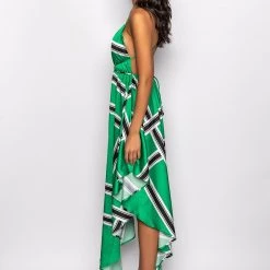 OUT OF MY WAY SATIN GRID MIDI DRESS -helmut shop out of my way satin grid midi dress green multi 3 3