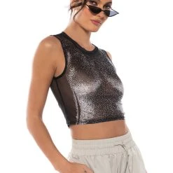 OUT OF THIS GALAXY MESH TOP -helmut shop out of this galaxy mesh top black 2 2 c1