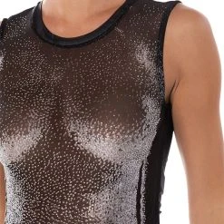 OUT OF THIS GALAXY MESH TOP -helmut shop out of this galaxy mesh top black 6 6