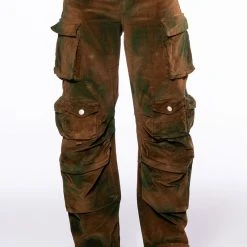 NOTHING BUT CORDUROY CARGO PANTS IN BROWN MULTI -helmut shop ozuna corduroy cargo pants brown multi 3 3
