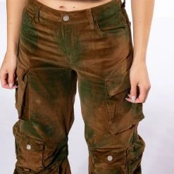 NOTHING BUT CORDUROY CARGO PANTS IN BROWN MULTI -helmut shop ozuna corduroy cargo pants brown multi 6 6