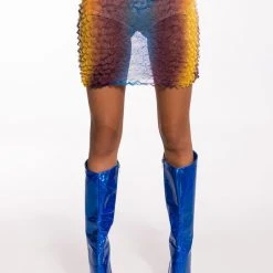 PALOMA TEXTURED MINI SKIRT -helmut shop paloma textured mini skirt blue multi 6 6