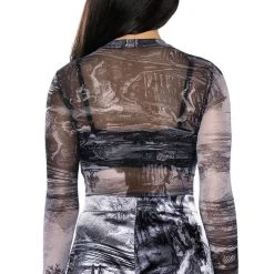 PARADISE LONG SLEEVE ABSTRACT BODY SUIT -helmut shop paradise long sleeve abstract body suit silver multi 6 6