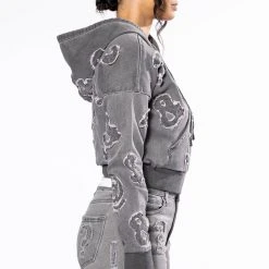 PATCH DETAIL SOFT DENIM HOODIE -helmut shop patch detail soft denim hoodie grey 5 5