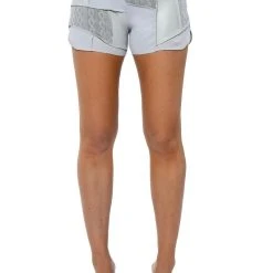 PATCHWORK SHADES OF GREY FAUX LEATHER SHORTS -helmut shop patchwork shades of grey faux leather shorts grey multi 4 4