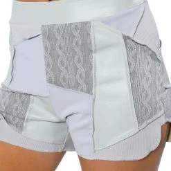 PATCHWORK SHADES OF GREY FAUX LEATHER SHORTS -helmut shop patchwork shades of grey faux leather shorts grey multi 7 7