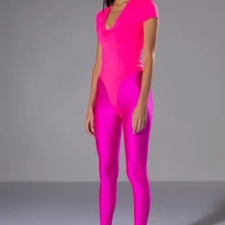 PAXTON DEEP V SHORT SLEEVE BODYSUIT -helmut shop paxton deep v short sleeve bodysuit pink 3 3 c1