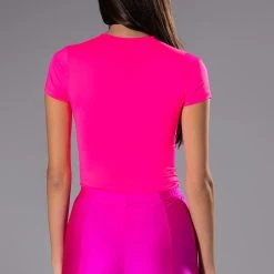 PAXTON DEEP V SHORT SLEEVE BODYSUIT -helmut shop paxton deep v short sleeve bodysuit pink 5 5 c1