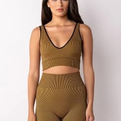 PAXTON GREEN LIGHT V NECK BRALETTE -helmut shop paxton green light v neck bralette brown multi 4 4