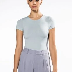 PAXTON NEW CLASSIC CREW NECK SHORT SLEEVE BODYSUIT -helmut shop paxton new classic crew neck short sleeve bodysuit light grey 3 3