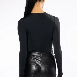 PAXTON NEW CLASSIC LONG SLEEVE DEEP V BODYSUIT -helmut shop paxton new classic long sleeve deep v bodysuit black 6 6 c1